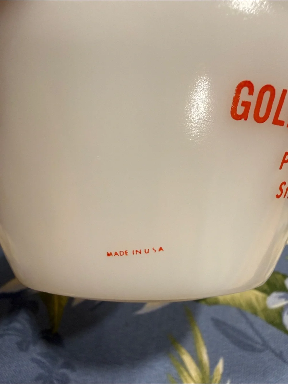 Golden Loaf Bakery Milk Glass Cup - White with Red Logo